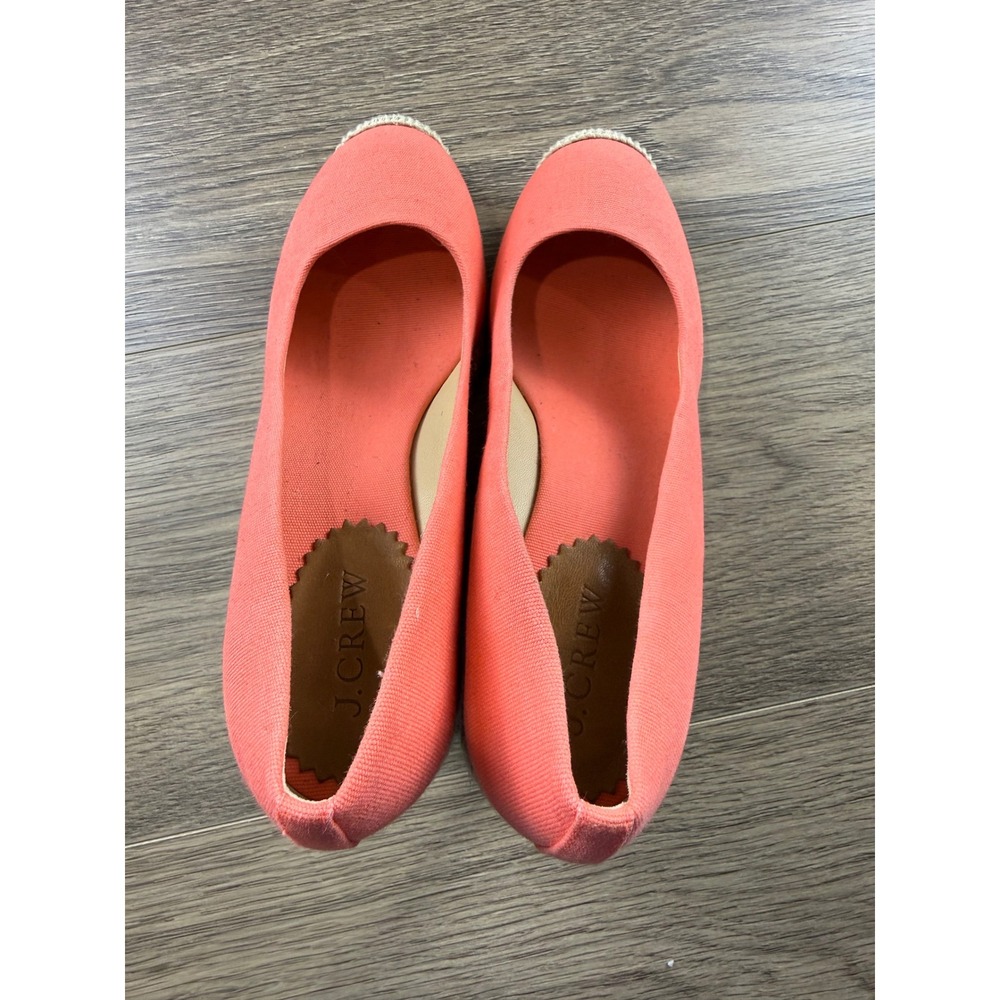 J.Crew Seville Women's Espadrille Wedges Coral Size 8 Spring Round Toe 3.5" Heel - Picture 12 of 12